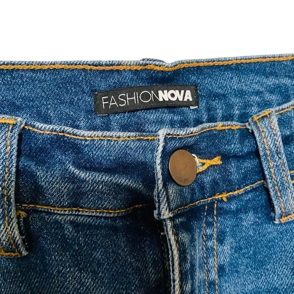 5 for $30 Fashion Nova Ripped Jeans Blue Juniors Size 7 Excellent Condition EUC - Picture 3 of 4